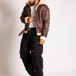 Boxy Funnel Neck Aviator Jacket in Brown - Liquor n Poker