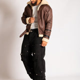 Boxy Funnel Neck Aviator Jacket in Brown - Liquor n Poker