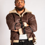Boxy Funnel Neck Aviator Jacket in Brown - Liquor n Poker