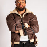 Boxy Funnel Neck Aviator Jacket in Brown - Liquor n Poker
