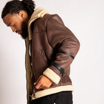 Boxy Funnel Neck Aviator Jacket in Brown - Liquor n Poker