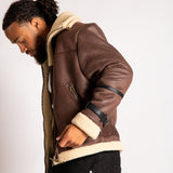 Boxy Funnel Neck Aviator Jacket in Brown - Liquor n Poker