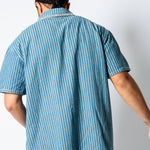 Boxy Pinstripe Blue Denim Shirt With Embroidery Detail - Liquor n Poker