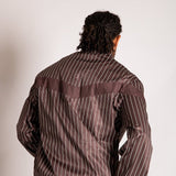 Boxy Pinstripe Windbreaker in Chocolate Brown - Liquor n Poker
