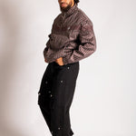 Boxy Pinstripe Windbreaker in Chocolate Brown - Liquor n Poker