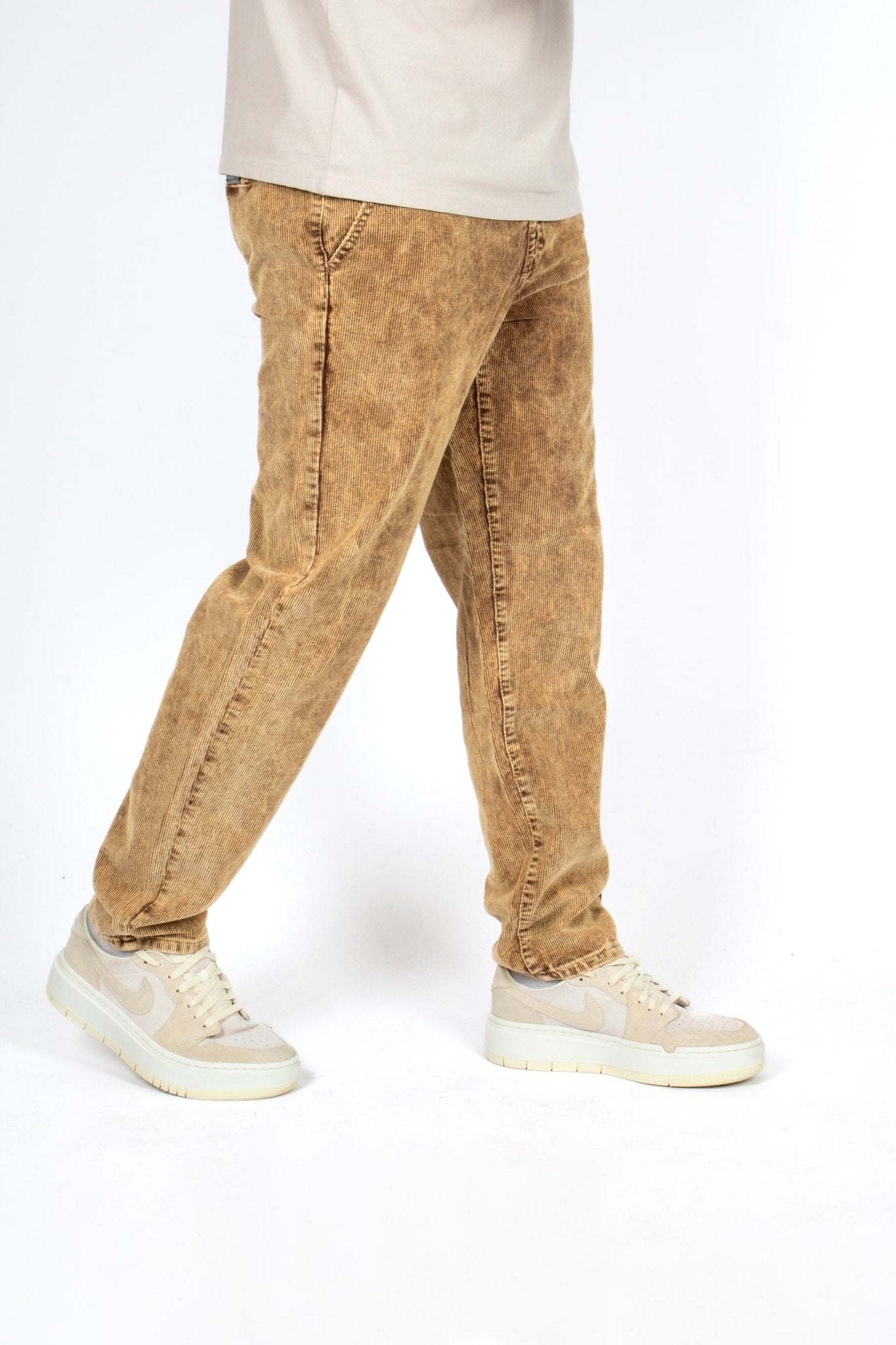 Brown Acid Wash Relaxed Corduroy Trouser - Liquor n Poker
