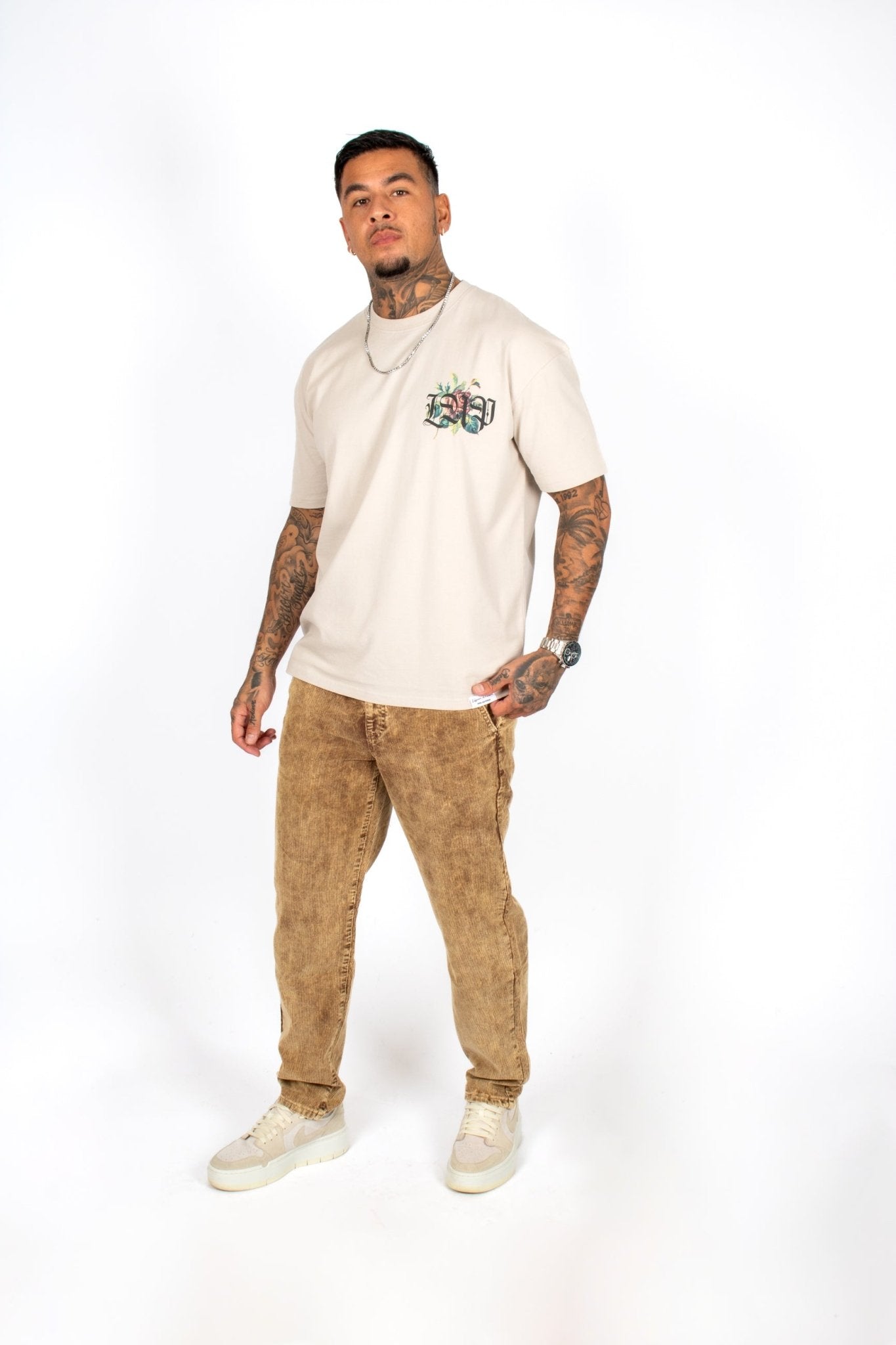 Brown Acid Wash Relaxed Corduroy Trouser - Liquor n Poker