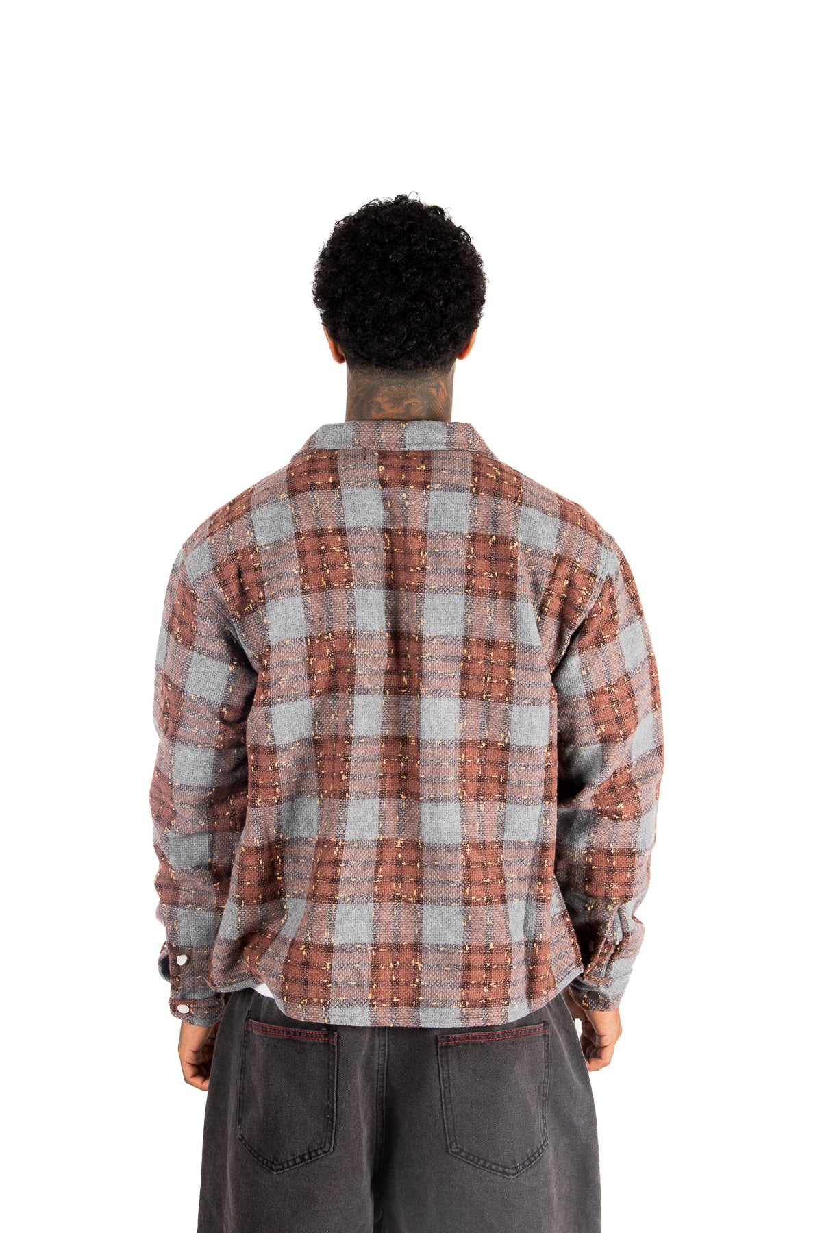 Brown Check Cropped Flannel Shirt - Liquor n Poker