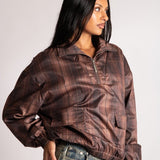 Brown Check Oversized Windbreaker - Liquor n Poker