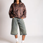 Brown Check Oversized Windbreaker - Liquor n Poker