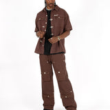 Brown Clasp Detail Utility Shirt - Liquor n Poker