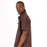 Brown Clasp Detail Utility Shirt - Liquor n Poker