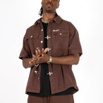 Brown Clasp Detail Utility Shirt - Liquor n Poker