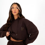 Brown Lnp Essential Cropped Hoodie - Liquor n Poker