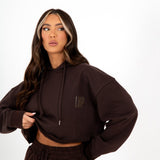 Brown Lnp Essential Cropped Hoodie - Liquor n Poker