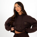 Brown Lnp Essential Cropped Hoodie - Liquor n Poker