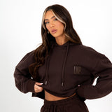 Brown Lnp Essential Cropped Hoodie - Liquor n Poker