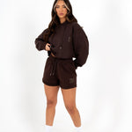Brown Lnp Essential Cropped Hoodie - Liquor n Poker
