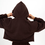 Brown Lnp Essential Cropped Hoodie - Liquor n Poker
