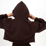 Brown Lnp Essential Cropped Hoodie - Liquor n Poker
