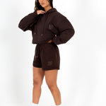 Brown Lnp Essential Cropped Hoodie - Liquor n Poker