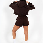 Brown Lnp Essential Cropped Hoodie - Liquor n Poker