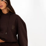 Brown Lnp Essential Cropped Hoodie - Liquor n Poker