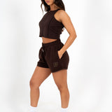 Brown Lnp Essential Relaxed Raw Edge Shorts - Liquor n Poker