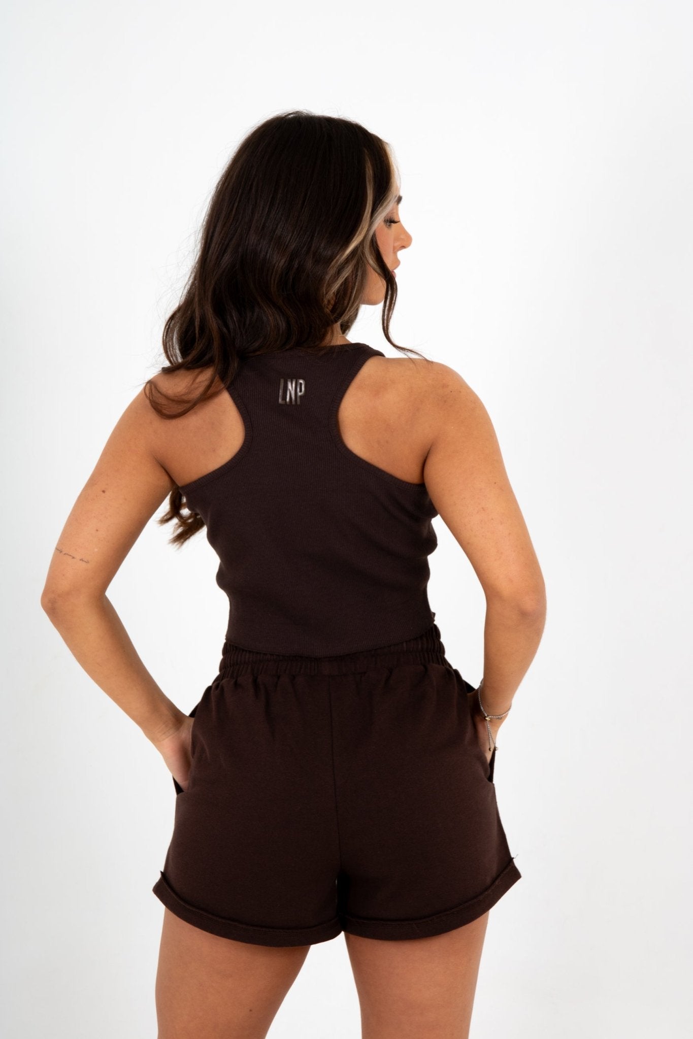 Brown Lnp Essential Relaxed Raw Edge Shorts - Liquor n Poker