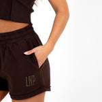 Brown Lnp Essential Relaxed Raw Edge Shorts - Liquor n Poker