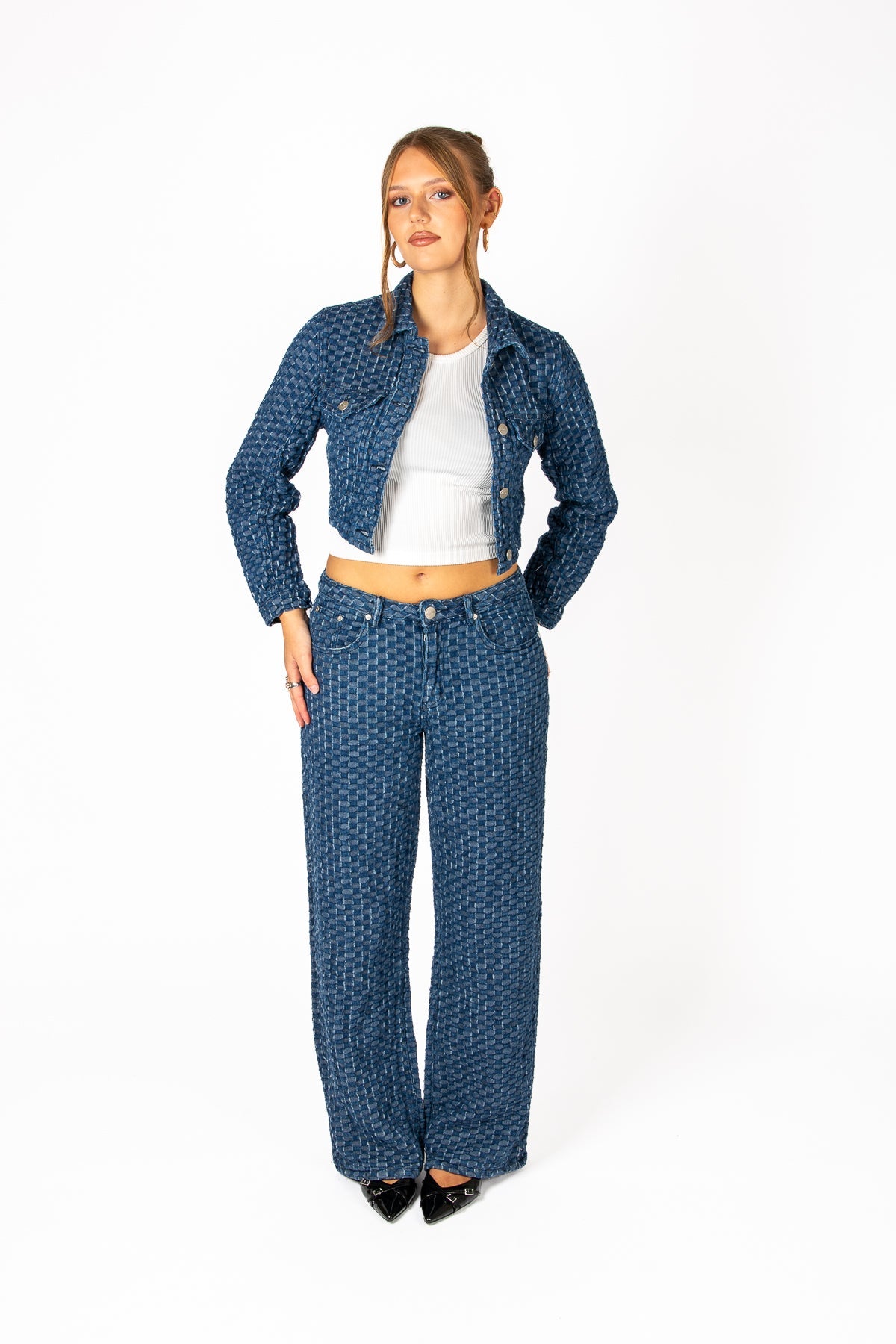 Bubble Cropped Denim Jacket - Liquor n Poker