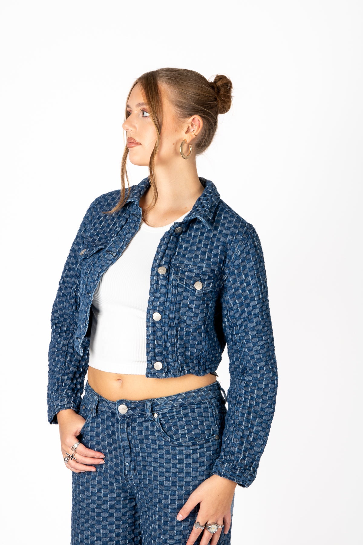 Bubble Cropped Denim Jacket - Liquor n Poker