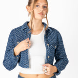 Bubble Cropped Denim Jacket - Liquor n Poker