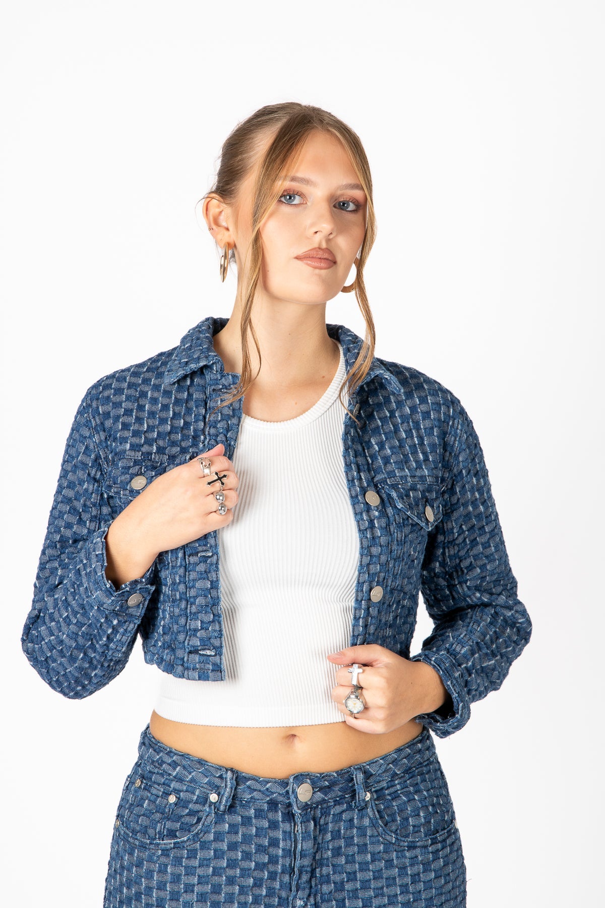 Bubble Cropped Denim Jacket - Liquor n Poker