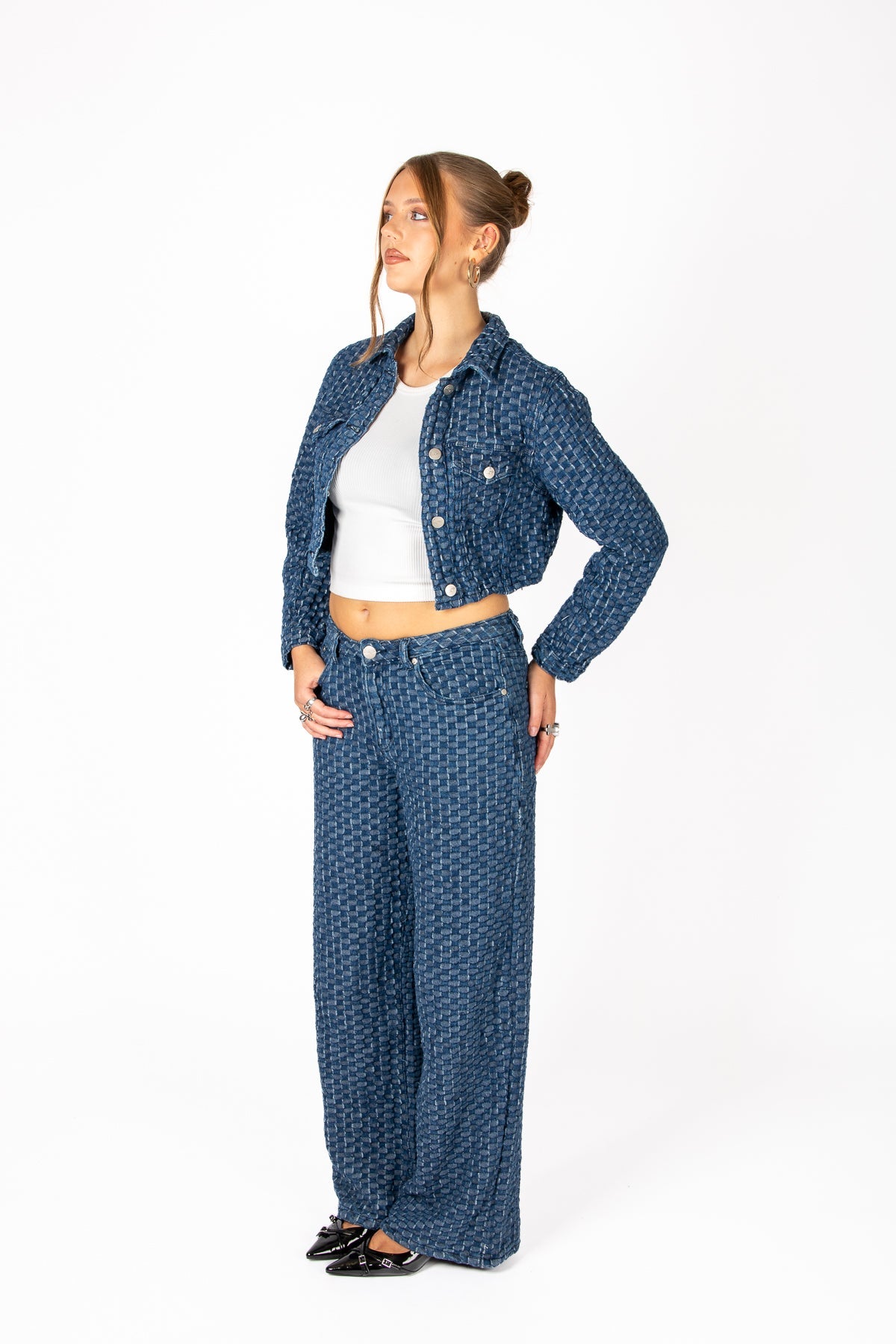 Bubble Cropped Denim Jacket - Liquor n Poker