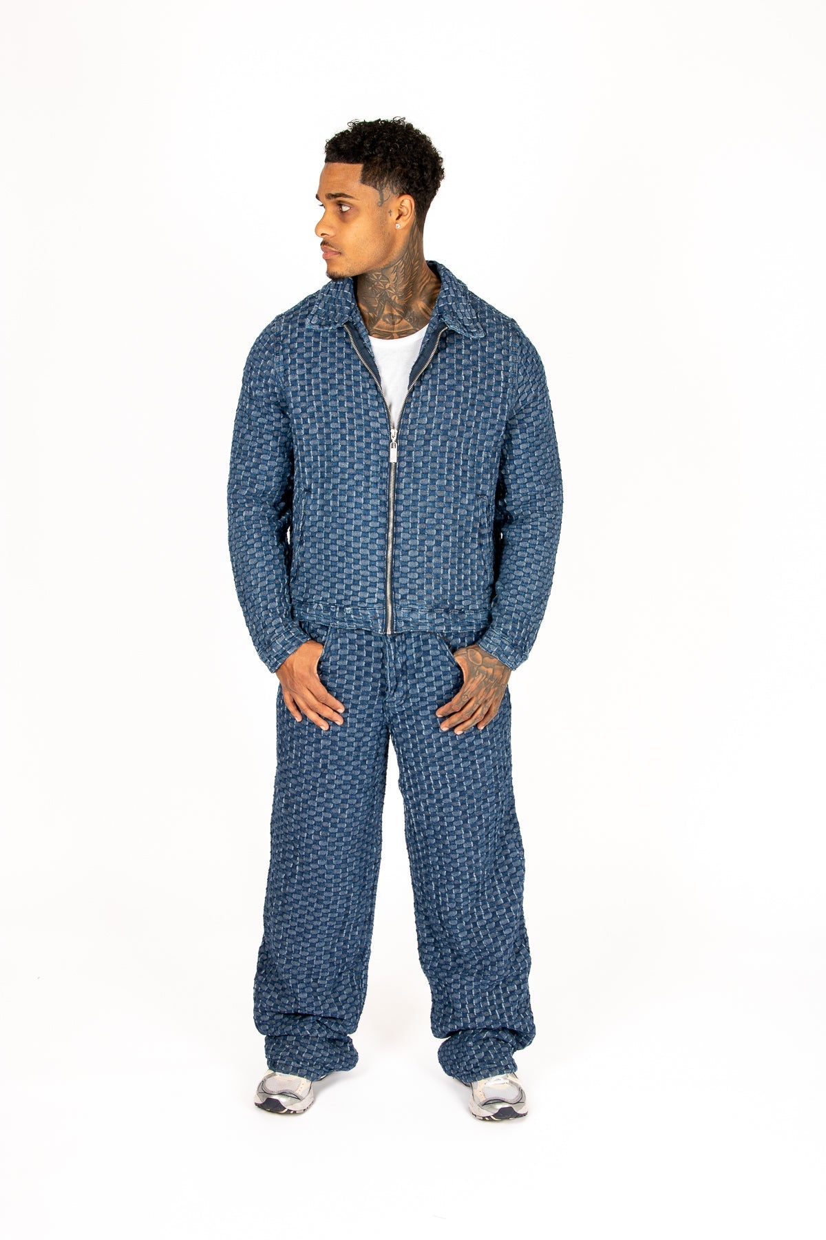 Bubble Denim Zip Up Denim Jacket - Liquor n Poker