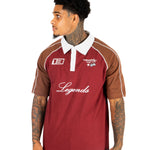 Burgundy Oversized Graphic Printed Polo T-Shirt - Liquor n Poker