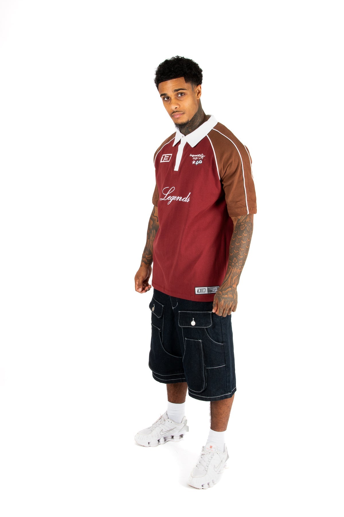 Burgundy Oversized Graphic Printed Polo T-Shirt - Liquor n Poker