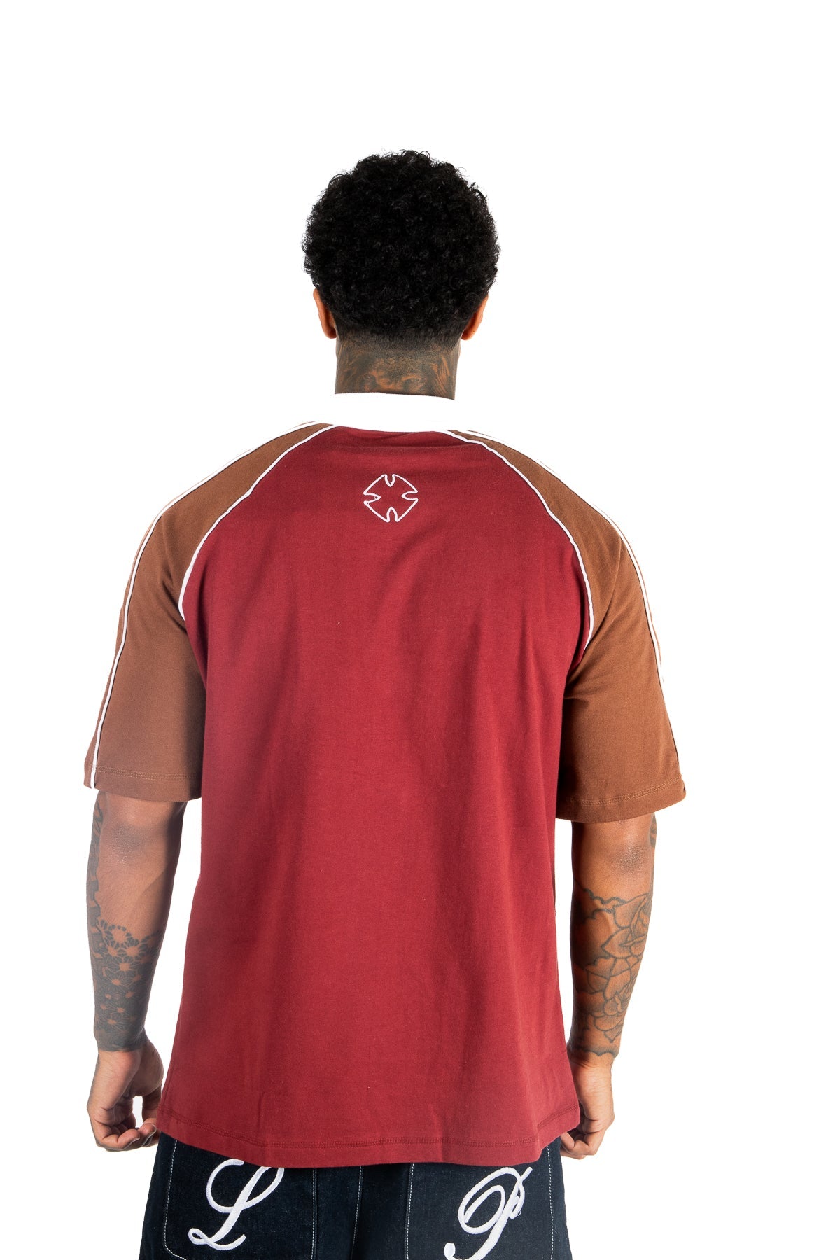 Burgundy Oversized Graphic Printed Polo T-Shirt - Liquor n Poker