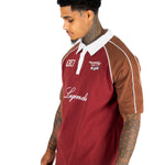 Burgundy Oversized Graphic Printed Polo T-Shirt - Liquor n Poker