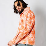 Burnt Orange Check Zip - Up Flannel Shirt - Liquor n Poker