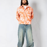 Burnt Orange Check Zip - Up Flannel Shirt - Liquor n Poker