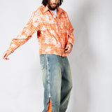 Burnt Orange Check Zip - Up Flannel Shirt - Liquor n Poker