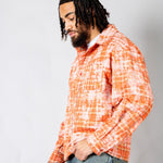 Burnt Orange Check Zip - Up Flannel Shirt - Liquor n Poker