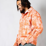 Burnt Orange Check Zip - Up Flannel Shirt - Liquor n Poker