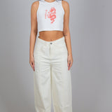 Cairo Wide Leg Jeans In Ecru Denim - Liquor n Poker