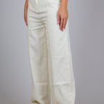 Cairo Wide Leg Jeans In Ecru Denim - Liquor n Poker