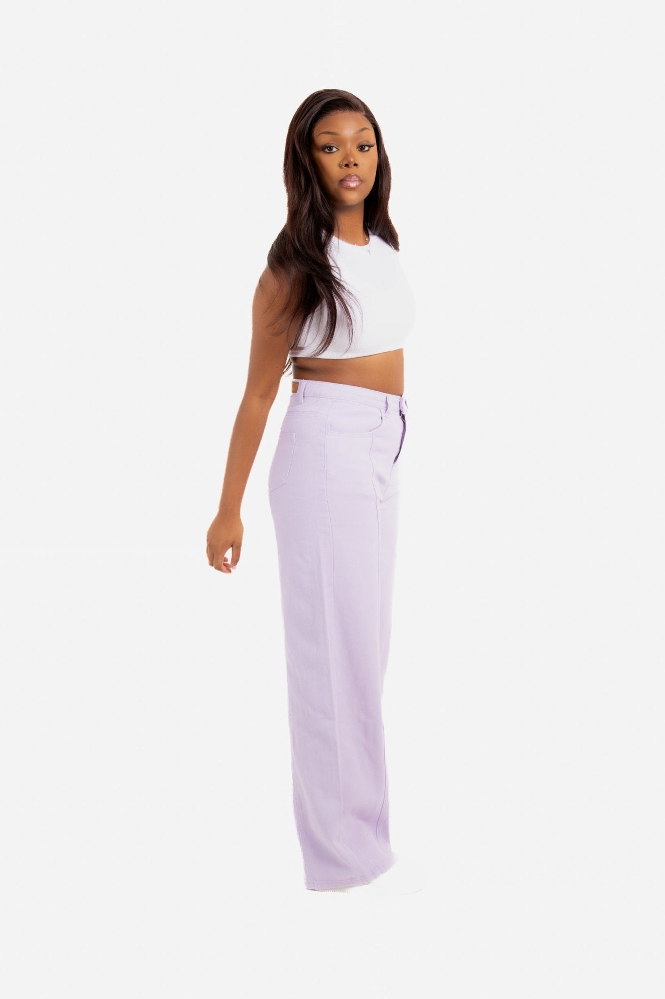 Cairo Wide Leg Jeans In Lilac - Liquor n Poker
