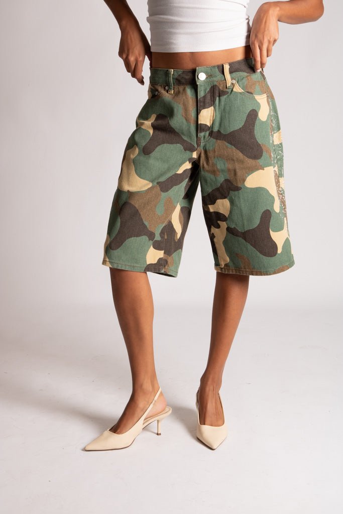 Camo Diamante Flame Jorts - Liquor n Poker