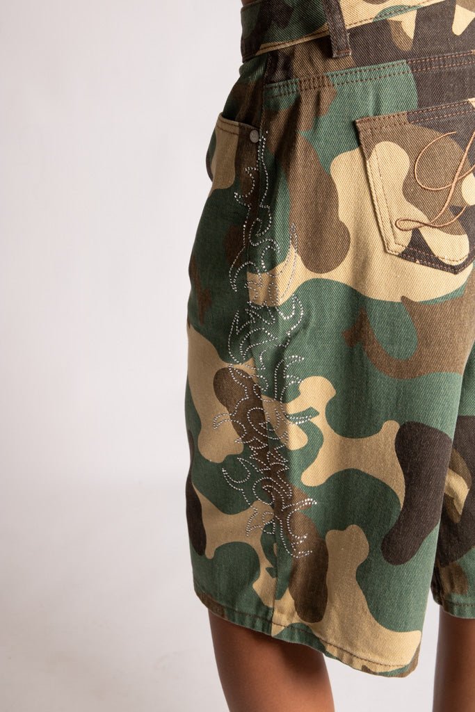 Camo Diamante Flame Jorts - Liquor n Poker